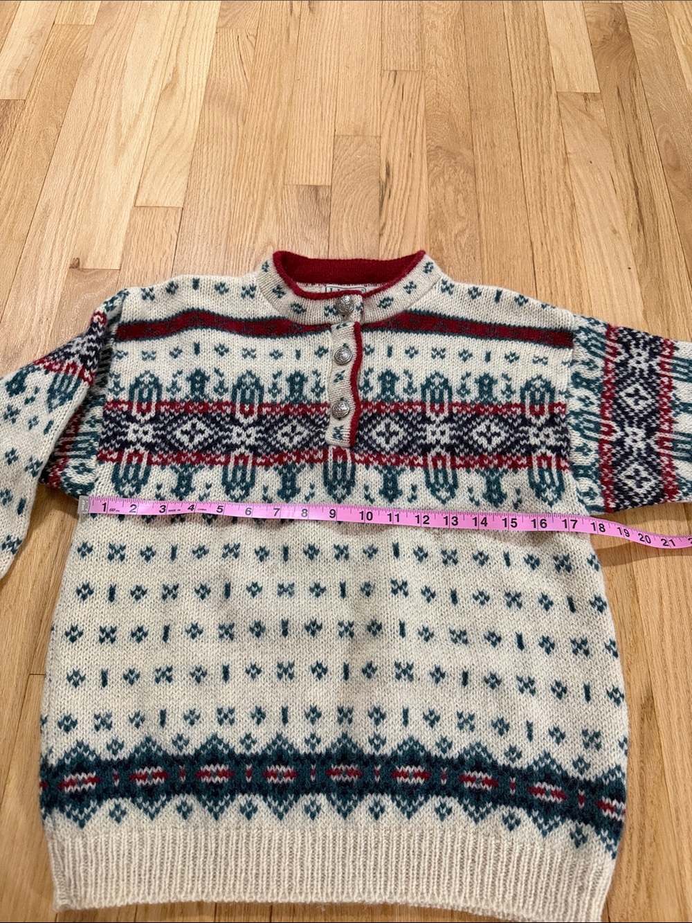Vintage L.L. Bean Wool Fair Isle Nordic Sweater Sz M - Picture 3 of 6